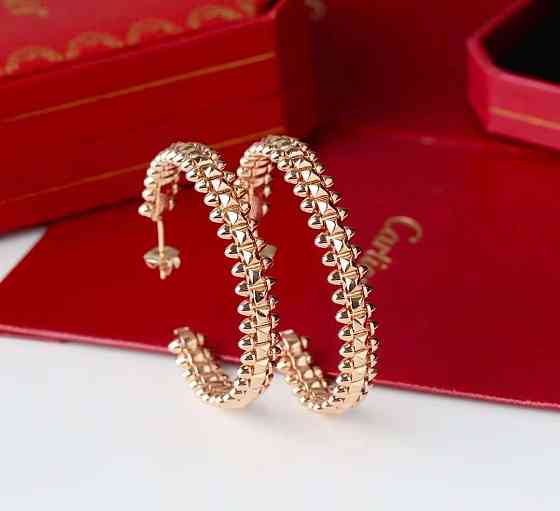Cartier сережки біле, лимонне, рожеве золото Одеса