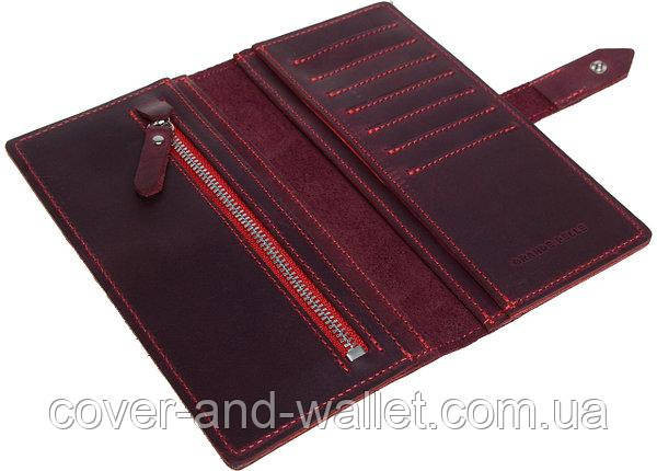 Винтажный кожаный кошелек купюрник ручной работы (коричневый) Grande Pelle Anet Бордовый Киев - изображение 6