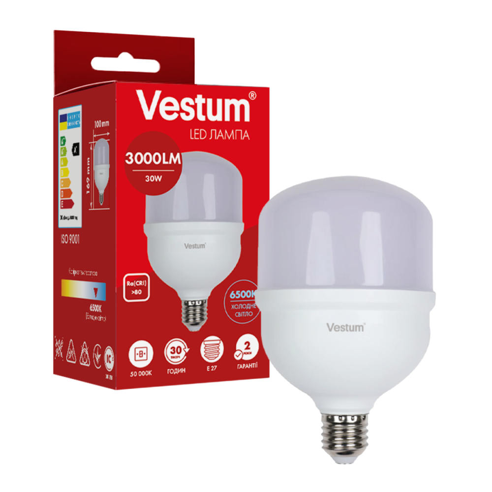Светодиодная высокомощная лампа Vestum T100 30W 6500K 220V E27 1-VS-1608 Киев - изображение 1