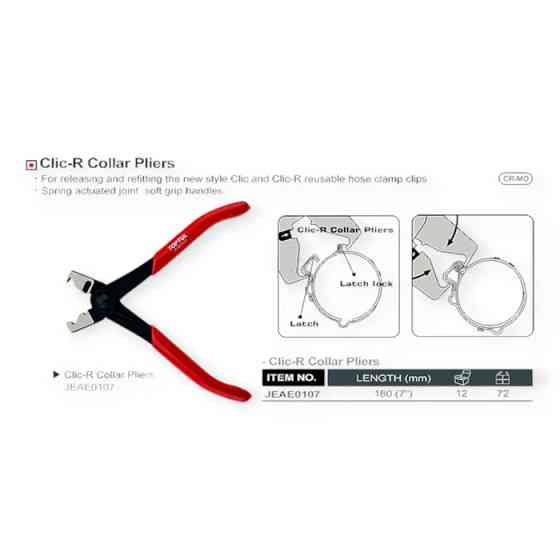 Клещи для установки хомутов ШРУСа с зацепом типа Click 180мм Мукачево