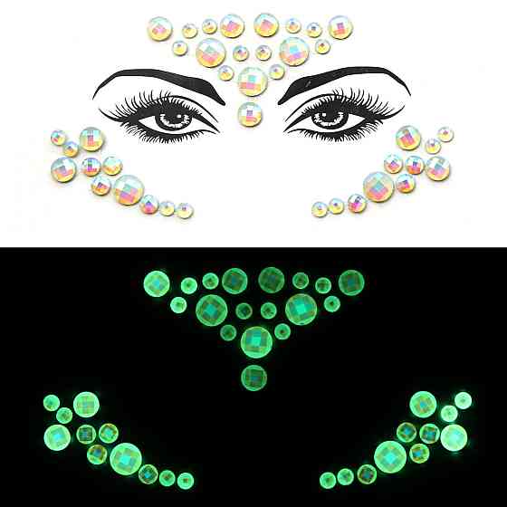 Наклейки камені на обличчя фосфорні one size різнобарвний Київ