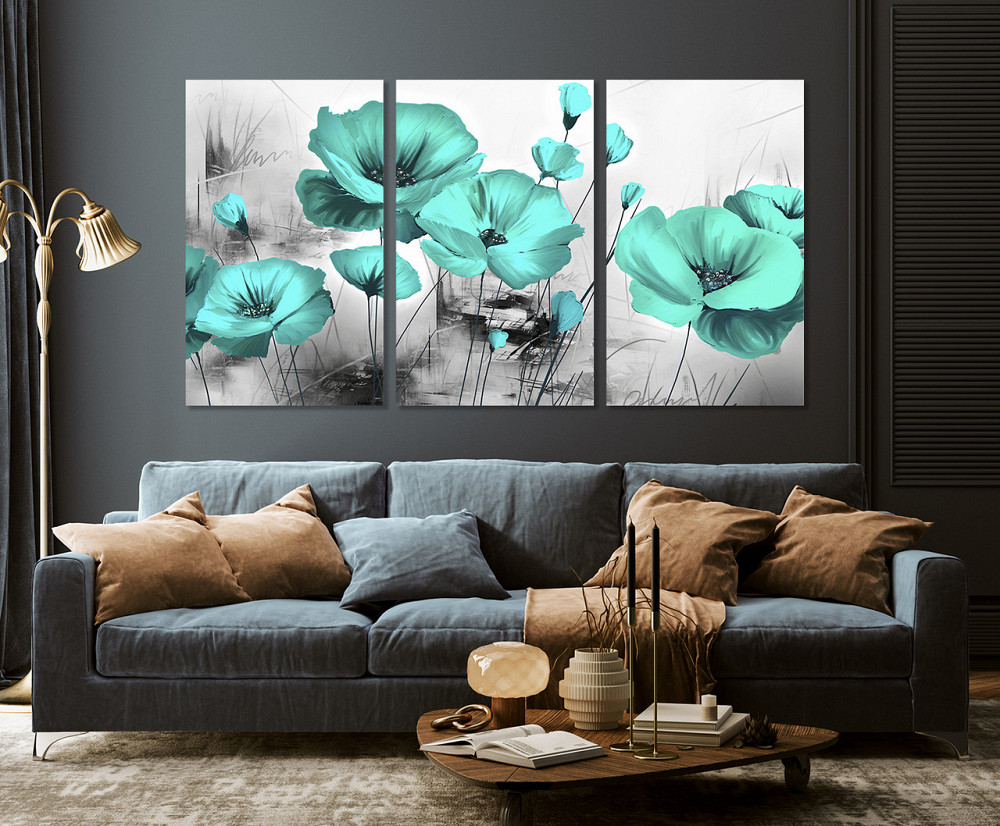 Модульная картина в гостиную / спальню   Маки   ART-004_3A 70х130 см Киев - изображение 3