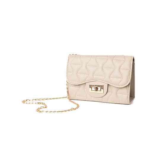 Сумка женская через плечо, сумочка клатч со стеганым узором и ручкой-цепочкой, Бежевый Каменец-Подольский