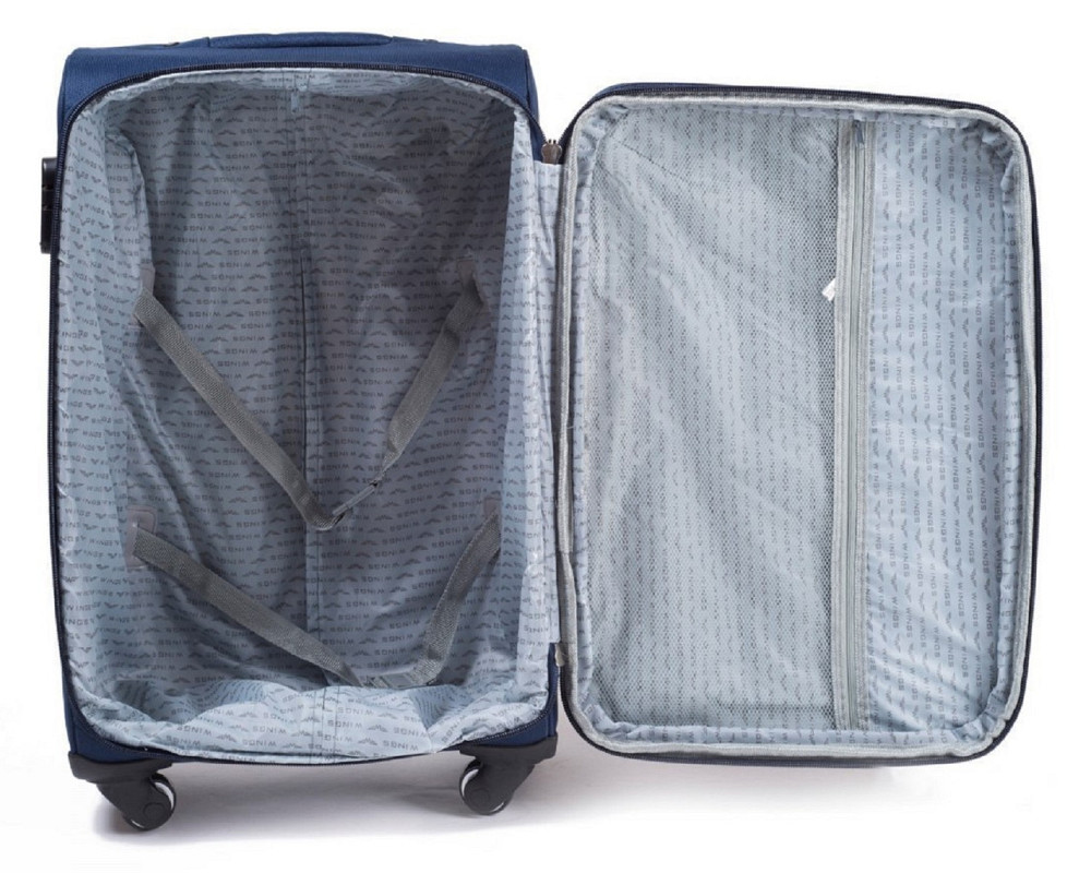 Чемодан тканевый WINGS 1708 средний 66 см темно-синий с улыбкой 4 колеса Киев - изображение 5