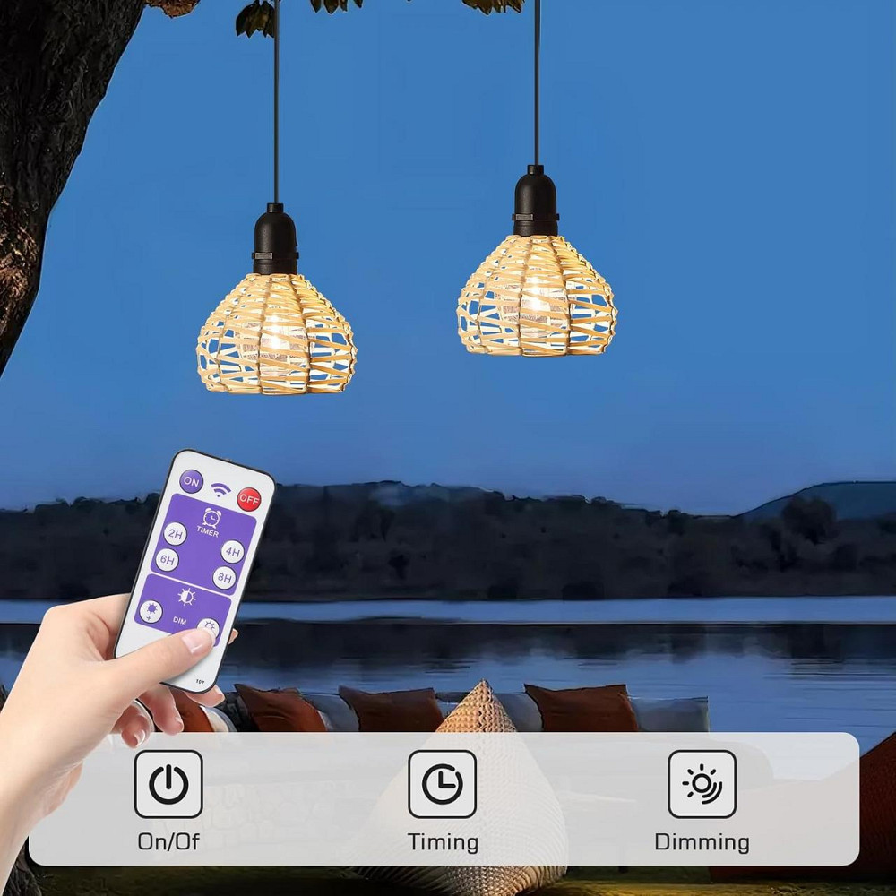 Подвесные лампы на батарейках 2 шт, портативный светильник с пультом, для улицы дома регулируемая высота, бохо Киев - изображение 4