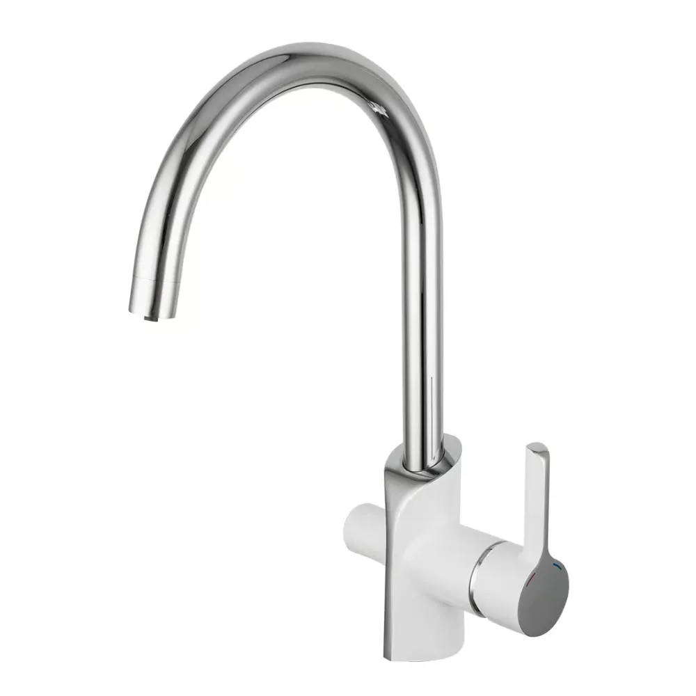 Змішувач для кухні з підключенням до фільтру GAPPO G4303-8, білий/хром Київ - фото 1