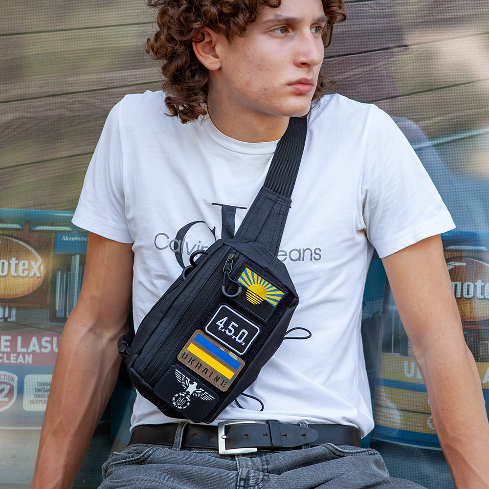 Чорна бананка без бренду, Чоловіча поясна бананка чорна, Сумка-бананка для речей Якісна сумка IE-43 Львів - фото 3