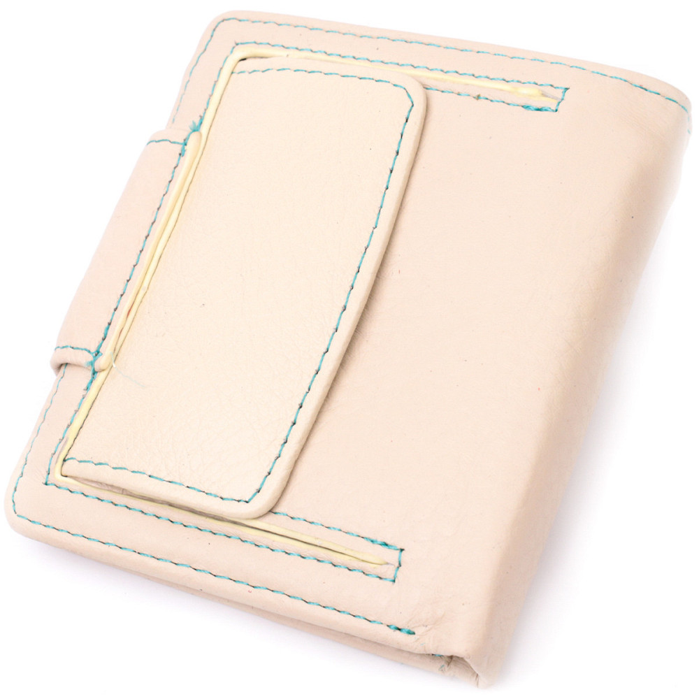 Оригінальне шкіряне портмоне з монетницею зовні для жінок Білий (ST Leather) Київ - фото 12