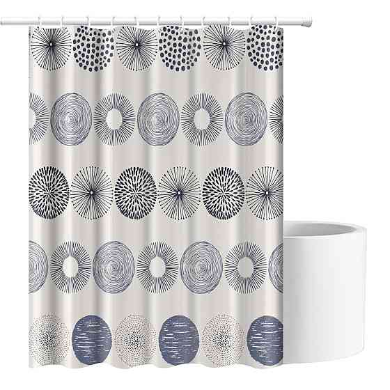 Шторка для ванны из полиэстера водонепроницаемая Bathlux 180x180 см с кольцами, занавеска для ванной комнаты Каменец-Подольский