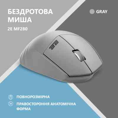 Мышка 2E MF280 Silent Wireless/Bluetooth Gray (2E-MF280WGR) Винница