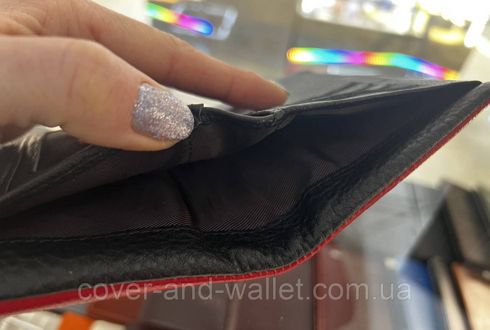 Стильний жіночий шкіряний гаманець невеликого розміру червоно-чорний Helen Verde 0811 Київ - фото 9