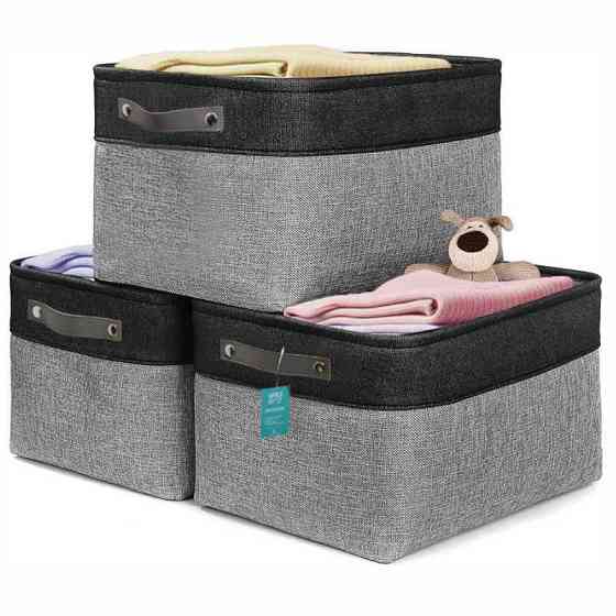 Набір Корзин Органайзерів Lovely Svi 3 шт : 38×28×24 см - Сіро- чорний Київ