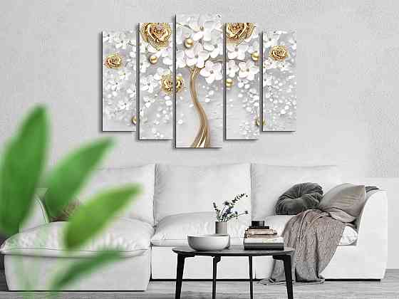 Модульна картина у вітальню / спальню Дерево з дорогоцінними каменями Art-414_5 ( 80х118см ) Київ