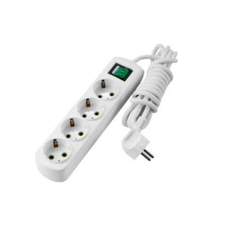 Подовжувач із заземленням 4 розетки 3м з вимикачем Letitia Лезард Житомир