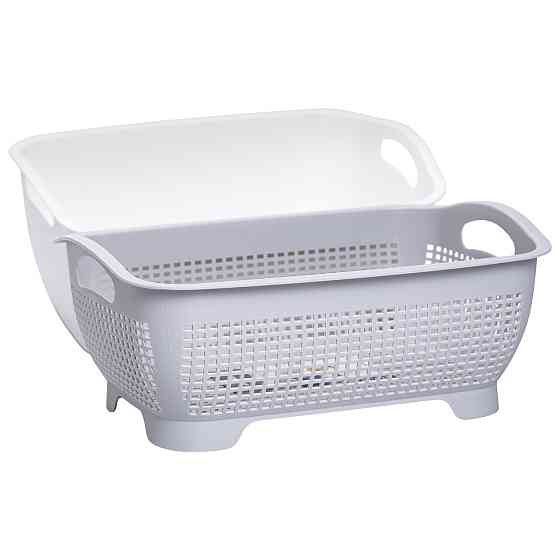 Yiwu Кошик-друшлак 2 в 1 для миття овочів, фруктів і зелені 29,5×21×11 (см) Сірий HP-45-6G Киев