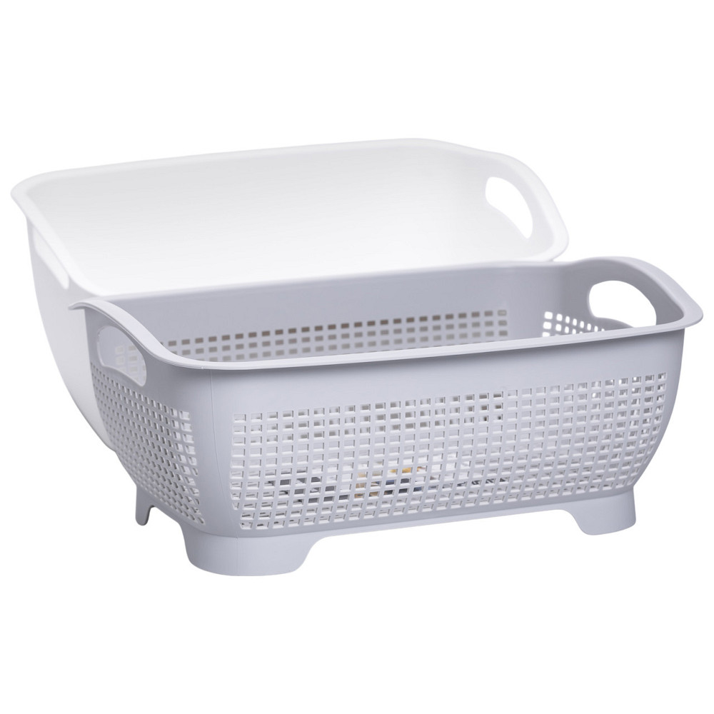 Yiwu Кошик-друшлак 2 в 1 для миття овочів, фруктів і зелені 29,5×21×11 (см) Сірий HP-45-6G Киев - изображение 4
