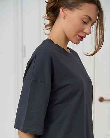 Футболка женская оверсайз круглое горло Nicoletta - Тёмно-серая XL Киев