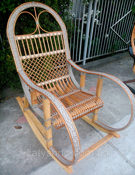 Крісло качалка сіра з ротанга Київ - фото 1