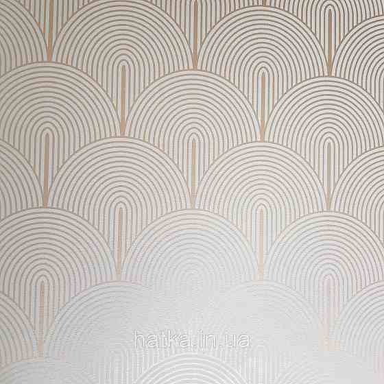 Шпалери флізелінові екологічно чисті Rasch Salisbury 0.53х10 геометрія напівкола золотисті смуги на зеленому Київ