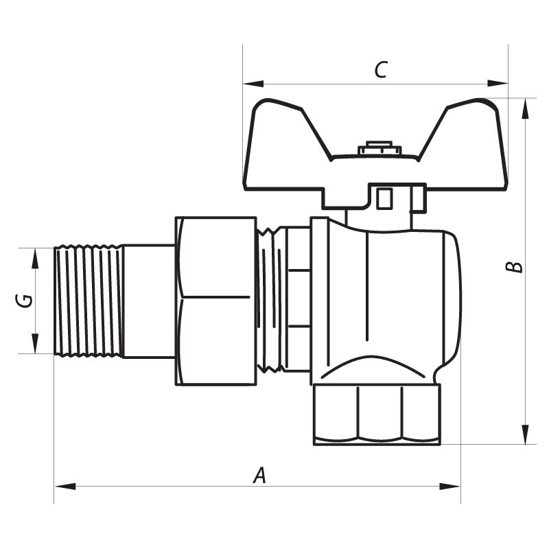 Кран кульовий з американкою кутовий 1/2" ГШМ (NF.941) Nolf (NF2964) Київ - фото 2
