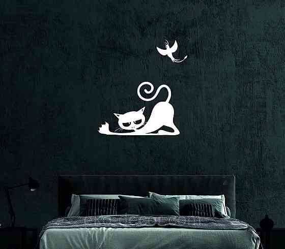 Декоративное настенное 3D Панно «Кот» Декор на стену с объемом 110*72 см, Белый Киев