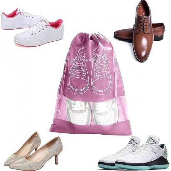 Сумка для обуви на завязках с окошком розовый 41х31см Винница