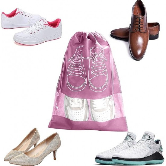 Сумка для обуви на завязках с окошком розовый 41х31см Винница - изображение 2