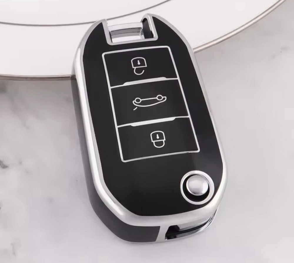 Захисний чохол для автомобільного ключа Peugeot Citroen Чорний Сміла - фото 1