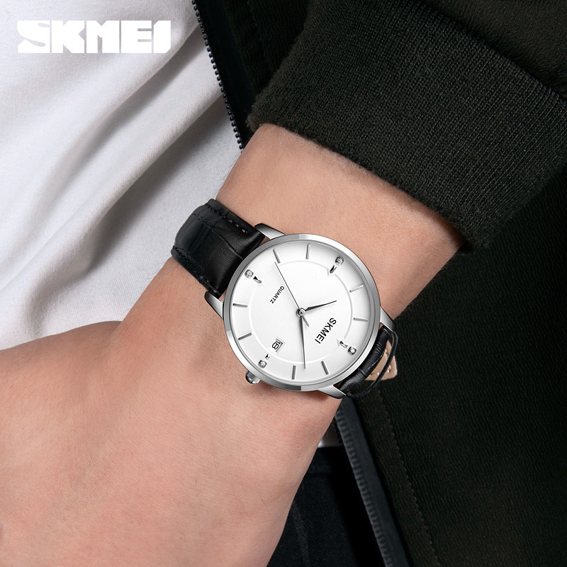 Skmei 1801LSIWT Silver-Black White Leather SBR Киев - изображение 3