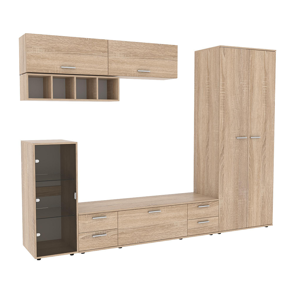 Стенка в гостиную Hugo-1, Дуб Сонома, 2860х520х2120 Львов - изображение 1