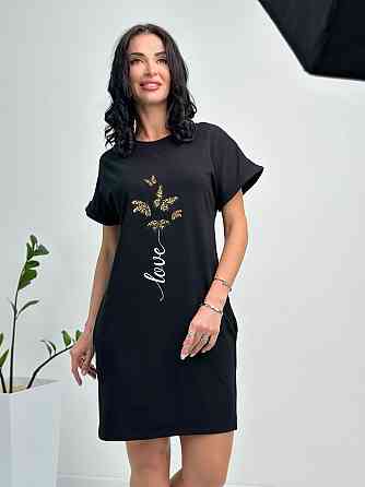 Літня сукня міні з принтом "Glide" оптом та по дропшипінгу | Норма і батал Чорний, 46-48 Київ