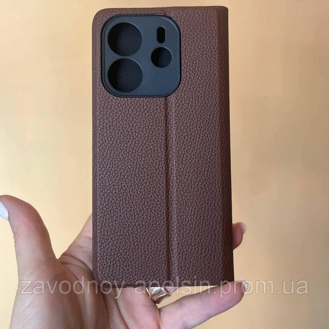 Чохол-книжка Xiaomi Redmi Note 14 4G Захист камери (коричневий) Одеса - фото 2