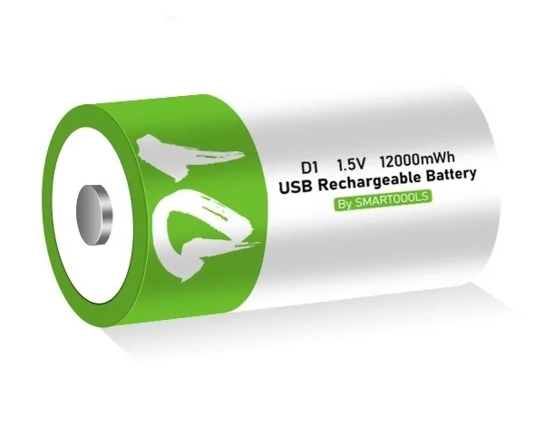 Аккумулятор R20 1.5V 12000mWh Type-C Бело-зеленый Киев - изображение 2
