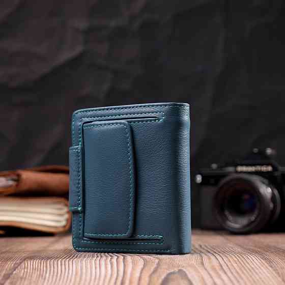 Красивое кожаное портмоне с монетницей снаружи для стильных женщин ST Leather 19457 Бирюзовый Киев