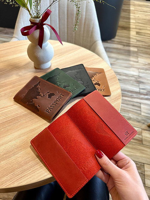 Обкладинка для паспорта зі шкіри з написом Ukraine Київ - фото 9