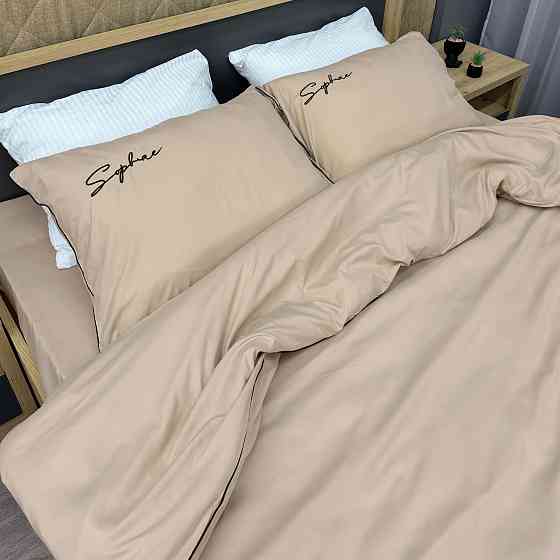 Комплект постільної білизни Сатин, Двоспальний 180х220 Бежевий (88-145) Київ