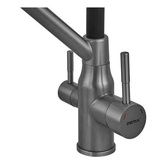 Змішувач для кухні з силіконовим виливом Zerix MAG-021 Graphite Refl.Black з нержавіючої сталі  SUS304 з виходом для питної води Харьков