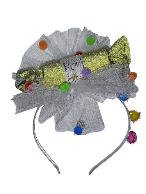 Обруч для волос конфетка с блесточками новогодняя с фатином one size ручная работа золотой Киев - изображение 2