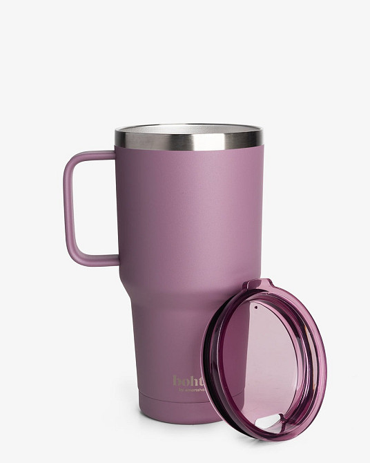 Термостакан (ізольована чашка) Bohtal з ручкою з нержавіючої сталі Tumbler Plum 900 ml Кам'янське - фото 1