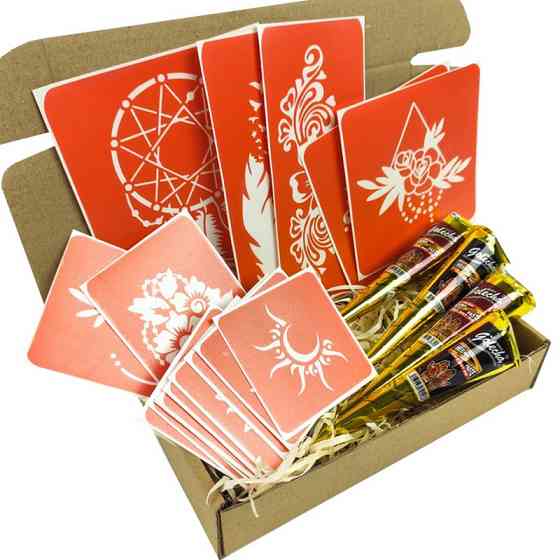 Набір кольорової хни з трафаретами для біо-тату №6 color-henna-set-06 Вінниця