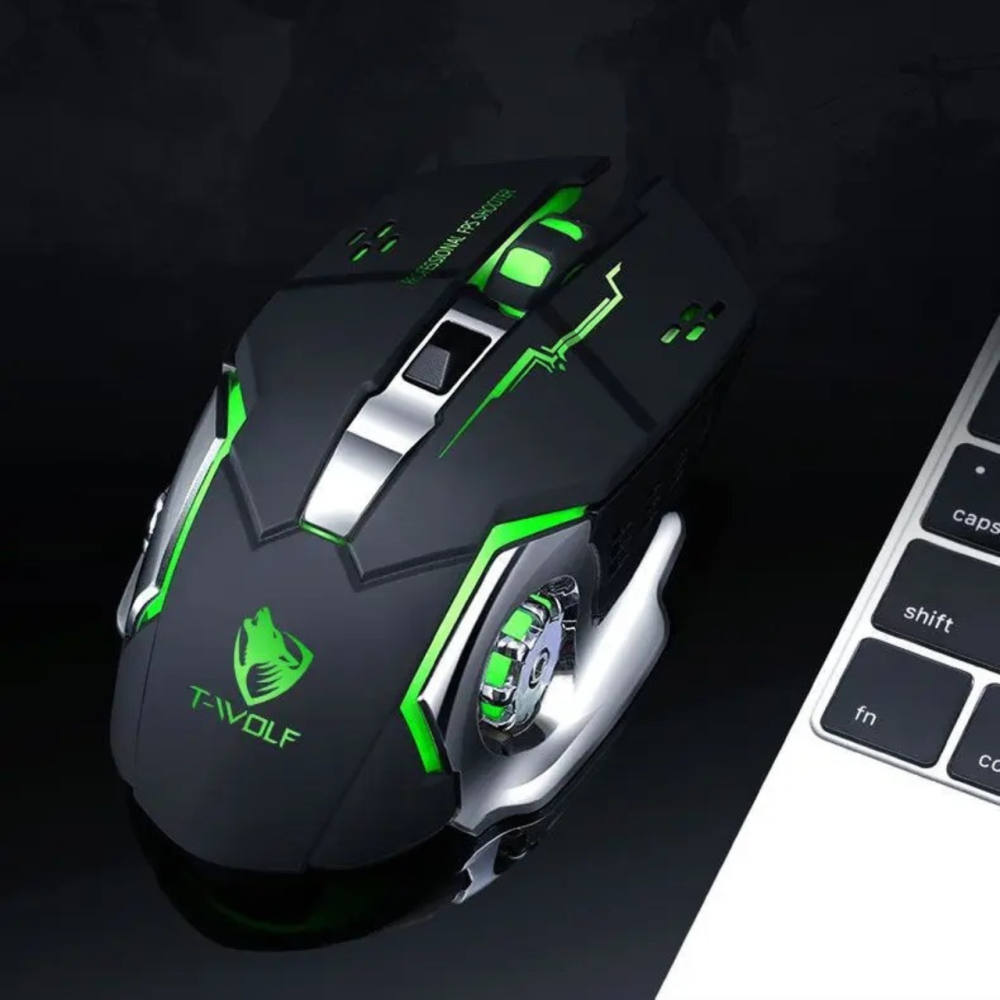 Мишка бездротова комп'ютерна, безшумна, оптична з RGB-підсвічуванням 2.4G+Bluetooth DPI 800/1000/1200 чорна Кам'янець-Подільський - фото 2