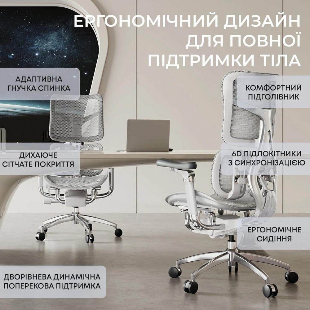 Крісло офісне Sihoo Doro S300 Mesh Light Grey (S300-M202) ( 23741 ) Харків - фото 18