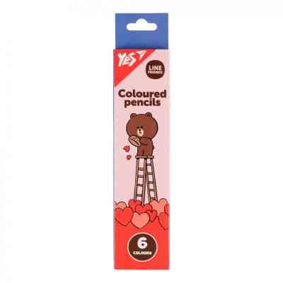 Олівці кольорові Yes 6 кольорів Line Friends Choco (290726) Вінниця