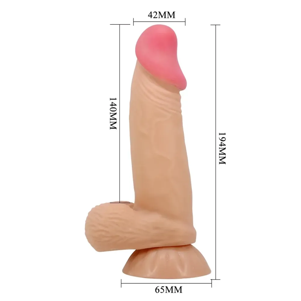 Фалоімітатор на присосці, з хребтом та ефектом ковзної шкіри LyBaile - Sliding Skin 7,6”, BW-008108NRG Sex Aura Київ - фото 9