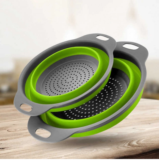 Силиконовый складной дуршлаг COLLAPSIBLE FILTER BASKETS с ручками для кухни, компактен и удобен в хранении Одесса - изображение 10