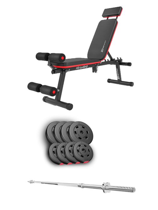 Набір Hop-Sport Premium 39кг з лавою HS-2040 HB та штангою Киев - изображение 1