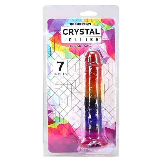 Дилдо Doc Johnson Crystal Jellies - 7 Inch Сlassic Dong - Rainbow Sex Aura Київ