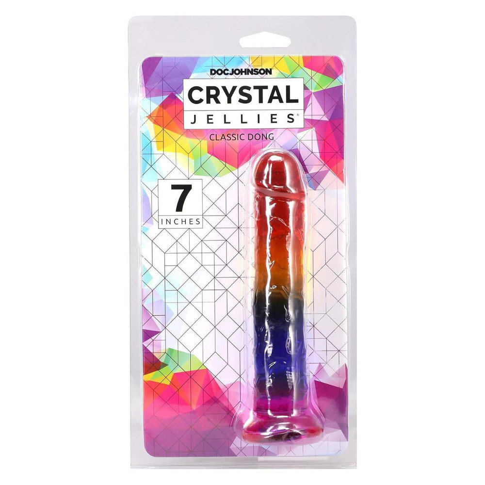 Дилдо Doc Johnson Crystal Jellies - 7 Inch Сlassic Dong - Rainbow Sex Aura Київ - фото 5