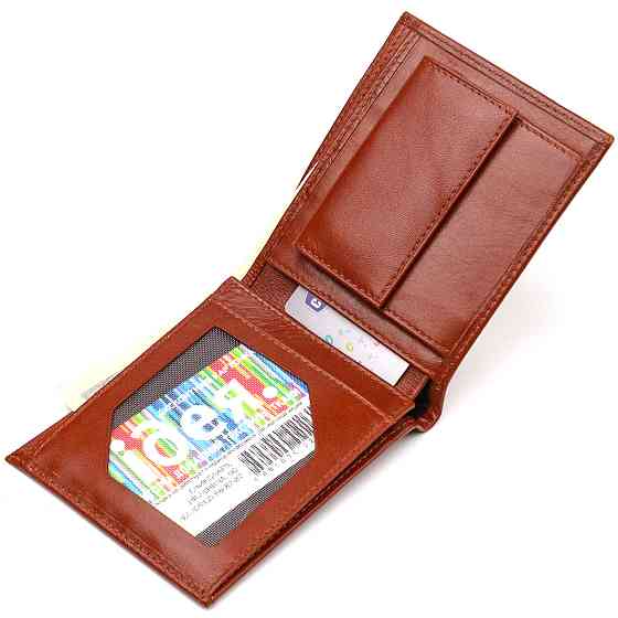 Мужской бумажник без застежки горизонтального формата из натуральной гладкой кожи CANPELLINI 21762 Коричневий Киев