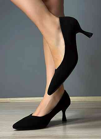 Туфли женские Meideli 6605-11 лодочки на каблуке экозамш черные, 40, 25 см Киев